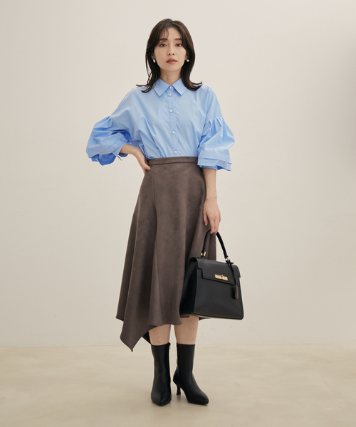 Juze（ジュゼ）の「【生活防水・抗菌防臭】リサイクルレザーポインテッドミドルブーツ【sustainable】（ブーツ・レディース・ブラック/キナリ/ブラウン・L/M/S）」の13枚目の写真