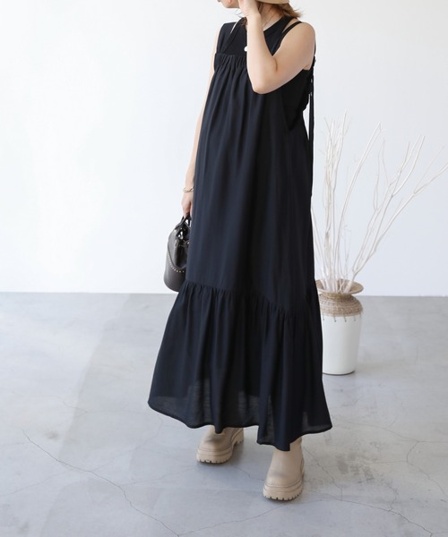 frames RAY CASSIN（フレームスレイカズン）の「WEB限定 バックオープンティアードジャンスカ（ジャンパースカート・レディース・ブラック/ブラウン/グリーン・FREE）」の8枚目の写真