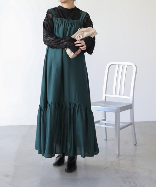 frames RAY CASSIN（フレームスレイカズン）の「WEB限定 バックオープンティアードジャンスカ（ジャンパースカート・レディース・ブラック/ブラウン/グリーン・FREE）」の20枚目の写真