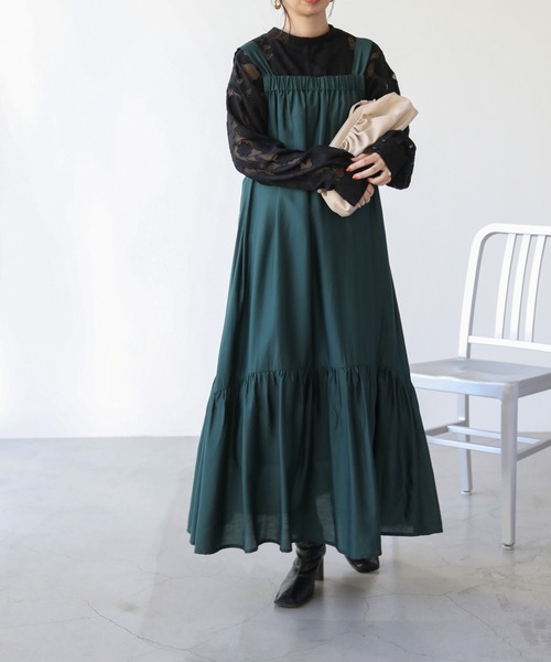 frames RAY CASSIN（フレームスレイカズン）の「WEB限定 バックオープンティアードジャンスカ（ジャンパースカート・レディース・ブラック/ブラウン/グリーン・FREE）」の22枚目の写真