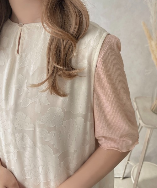 apres jour clair（アプレジュールクレア）の「【apres jour clair】２WAYシアーリブメロートップス【ZOZOTOWN限定アイテム】（Tシャツ/カットソー・レディース・ベージュ/ピンク/ブラウン系その他/アイボリー・フリー/X-LARGE）」の4枚目の写真