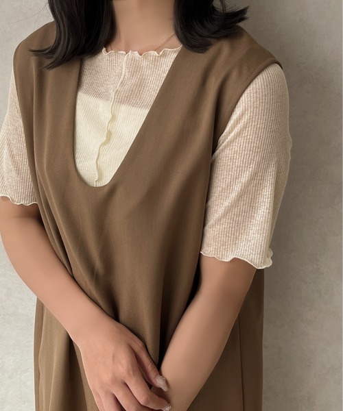 apres jour clair（アプレジュールクレア）の「【apres jour clair】２WAYシアーリブメロートップス【ZOZOTOWN限定アイテム】（Tシャツ/カットソー・レディース・ベージュ/ピンク/ブラウン系その他/アイボリー・フリー/X-LARGE）」の18枚目の写真