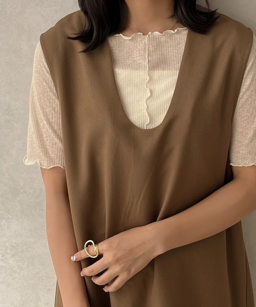 apres jour clair（アプレジュールクレア）の「【apres jour clair】２WAYシアーリブメロートップス【ZOZOTOWN限定アイテム】（Tシャツ/カットソー・レディース・ベージュ/ピンク/ブラウン系その他/アイボリー・フリー/X-LARGE）」の20枚目の写真