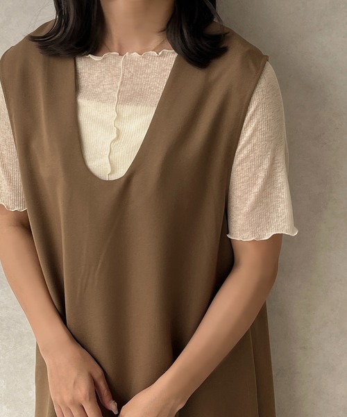 apres jour clair（アプレジュールクレア）の「【apres jour clair】２WAYシアーリブメロートップス【ZOZOTOWN限定アイテム】（Tシャツ/カットソー・レディース・ベージュ/ピンク/ブラウン系その他/アイボリー・フリー/X-LARGE）」の19枚目の写真