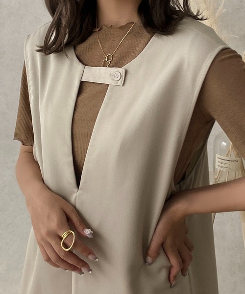 apres jour clair（アプレジュールクレア）の「【apres jour clair】２WAYシアーリブメロートップス【ZOZOTOWN限定アイテム】（Tシャツ/カットソー・レディース・ベージュ/ピンク/ブラウン系その他/アイボリー・フリー/X-LARGE）」の5枚目の写真