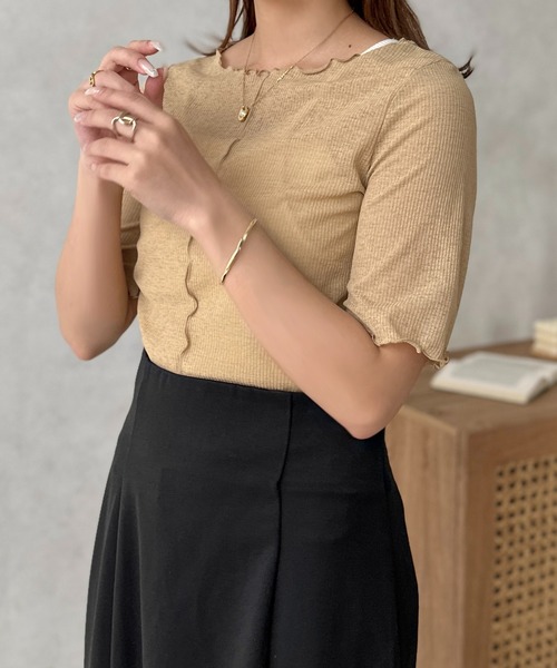 apres jour clair（アプレジュールクレア）の「【apres jour clair】２WAYシアーリブメロートップス【ZOZOTOWN限定アイテム】（Tシャツ/カットソー・レディース・ベージュ/ピンク/ブラウン系その他/アイボリー・フリー/X-LARGE）」の14枚目の写真