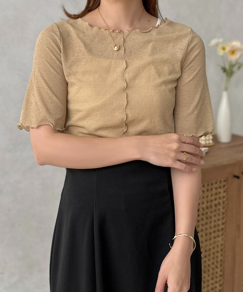 apres jour clair（アプレジュールクレア）の「【apres jour clair】２WAYシアーリブメロートップス【ZOZOTOWN限定アイテム】（Tシャツ/カットソー・レディース・ベージュ/ピンク/ブラウン系その他/アイボリー・フリー/X-LARGE）」の16枚目の写真