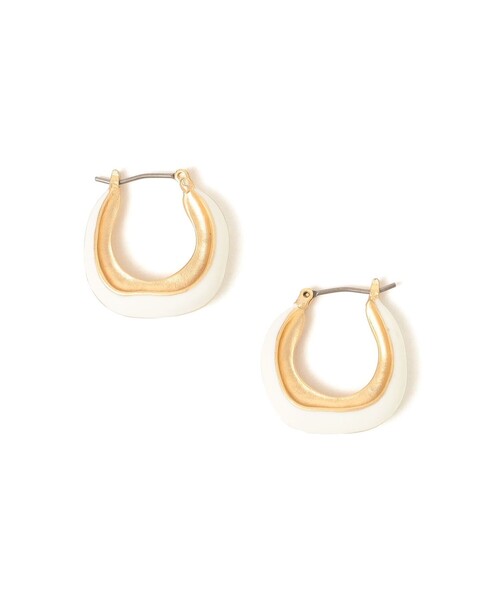 SHIPS（シップス）の「2トーンハーフピアス（ピアス（両耳用）・レディース・ブラック/ライトホワイト/オフホワイト・ONE SIZE）」の2枚目の写真