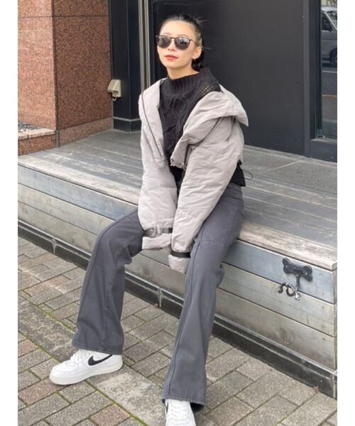 EVRIS（エヴリス）の「フリンジスリーブケーブルショートニット（ニット/セーター・レディース・ブラック/レッド/アイボリー/マスタード・FREE）」の6枚目の写真