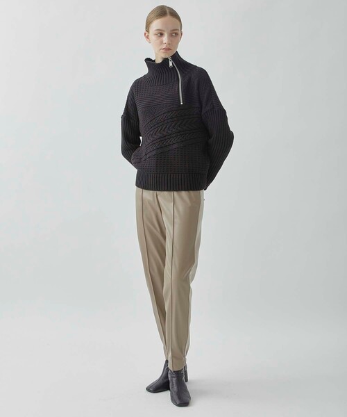 CITY TOKYO（シティトウキョウ）の「ハーフジップケーブルニットトップス（ニット/セーター・レディース・レッド/ブラック/ブルー・FREE）」の6枚目の写真