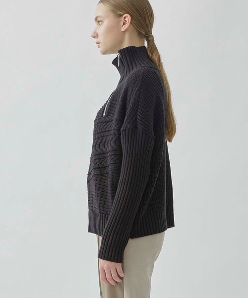 CITY TOKYO（シティトウキョウ）の「ハーフジップケーブルニットトップス（ニット/セーター・レディース・レッド/ブラック/ブルー・FREE）」の9枚目の写真