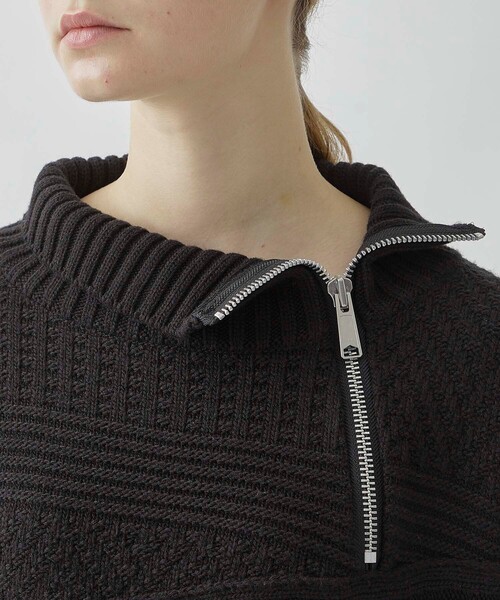 CITY TOKYO（シティトウキョウ）の「ハーフジップケーブルニットトップス（ニット/セーター・レディース・レッド/ブラック/ブルー・FREE）」の11枚目の写真