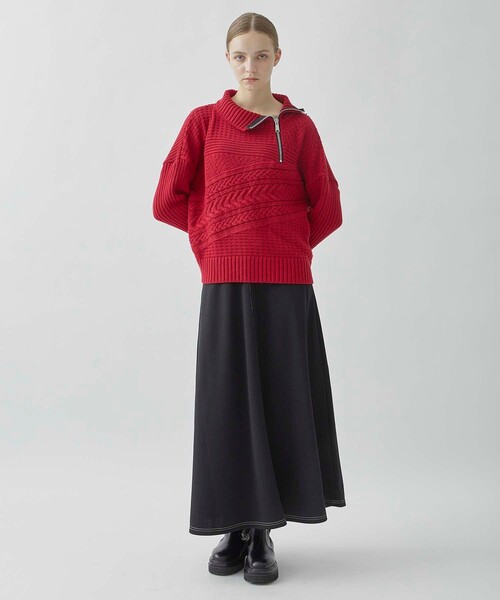 CITY TOKYO（シティトウキョウ）の「ハーフジップケーブルニットトップス（ニット/セーター・レディース・レッド/ブラック/ブルー・FREE）」の18枚目の写真