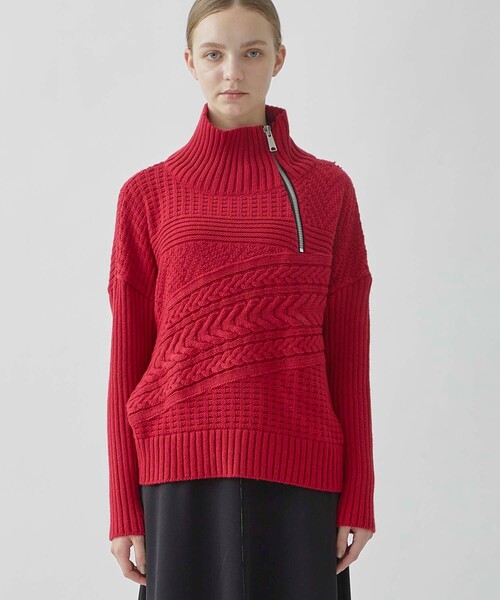 CITY TOKYO（シティトウキョウ）の「ハーフジップケーブルニットトップス（ニット/セーター・レディース・レッド/ブラック/ブルー・FREE）」の19枚目の写真