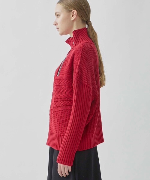 CITY TOKYO（シティトウキョウ）の「ハーフジップケーブルニットトップス（ニット/セーター・レディース・レッド/ブラック/ブルー・FREE）」の20枚目の写真