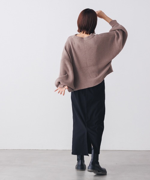 hunch（ハンチ）の「リブ編みボリューム袖シャギーニット（ニット/セーター・レディース・ネイビー/グレー/ピンク/グリーン・FREE）」の16枚目の写真