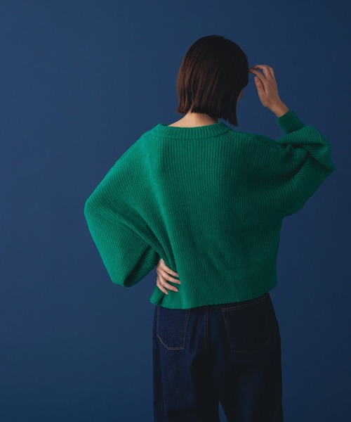 hunch（ハンチ）の「リブ編みボリューム袖シャギーニット（ニット/セーター・レディース・ネイビー/グレー/ピンク/グリーン・FREE）」の8枚目の写真