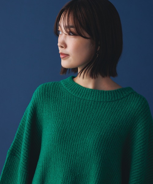 hunch（ハンチ）の「リブ編みボリューム袖シャギーニット（ニット/セーター・レディース・ネイビー/グレー/ピンク/グリーン・FREE）」の10枚目の写真