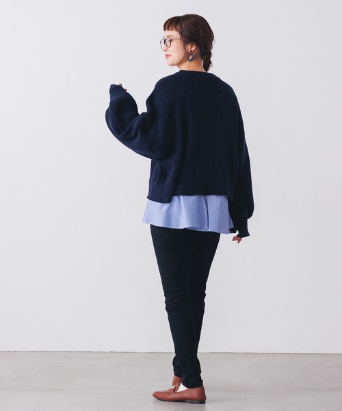 hunch（ハンチ）の「リブ編みボリューム袖シャギーニット（ニット/セーター・レディース・ネイビー/グレー/ピンク/グリーン・FREE）」の14枚目の写真