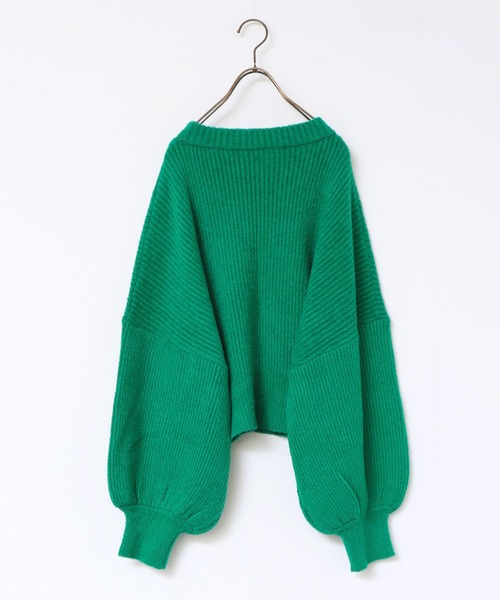 hunch（ハンチ）の「リブ編みボリューム袖シャギーニット（ニット/セーター・レディース・ネイビー/グレー/ピンク/グリーン・FREE）」の22枚目の写真