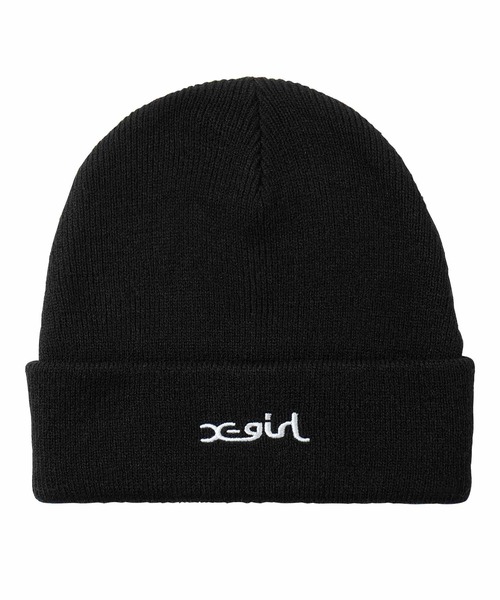 X-girl（エックスガール）の「MILLS LOGO EMBROIDERY KNIT CAP（ニットキャップ/ビーニー・レディース・ブラック/ライトグリーン/イエロー・ONE SIZE）」の5枚目の写真