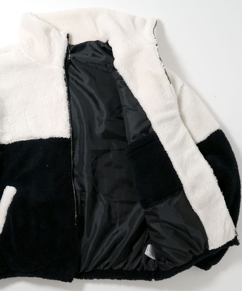 Ritzy(リッツィー)の「両面シャギーフリース BIGシルエットスタンドブルゾン レディース メンズ(ブルゾン・メンズ・ブラック×ホワイト/ブラック×ベージュ/ブラック×ブラック・MEDIUM/LARGE/X-LARGE)」の13枚目の写真