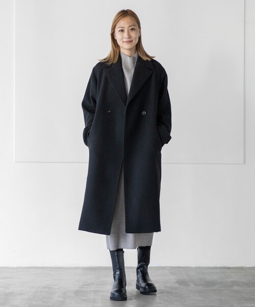 THE SHOP TK （ザ ショップ ティーケー ）の「◆【ウール混/ベルト付】チェスターロングコート（チェスターコート・レディース・ブラック/ライトベージュ・13/11/12）」の5枚目の写真