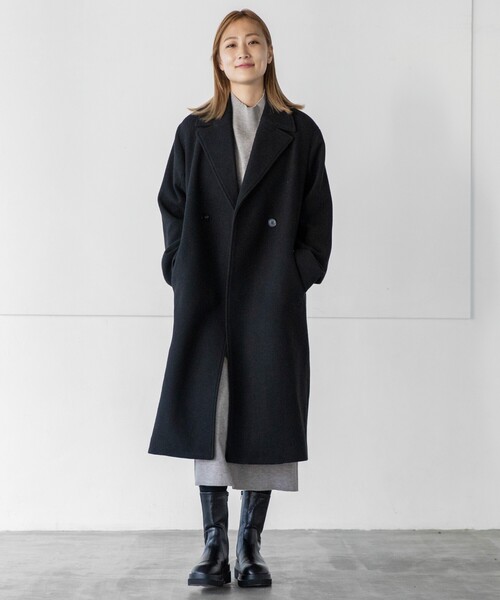 THE SHOP TK （ザ ショップ ティーケー ）の「◆【ウール混/ベルト付】チェスターロングコート（チェスターコート・レディース・ブラック/ライトベージュ・13/11/12）」の6枚目の写真