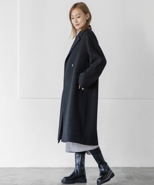 THE SHOP TK （ザ ショップ ティーケー ）の「◆【ウール混/ベルト付】チェスターロングコート（チェスターコート・レディース・ブラック/ライトベージュ・13/11/12）」の7枚目の写真