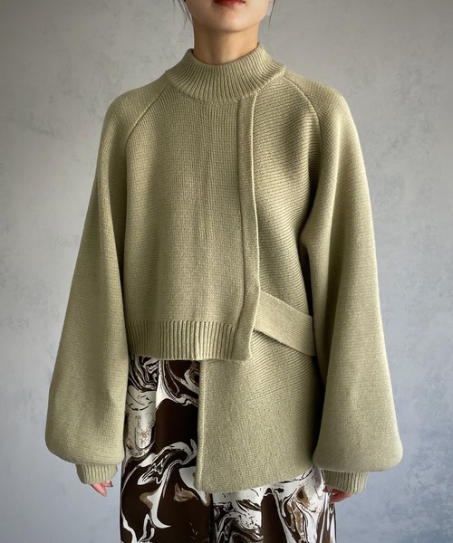 &g'aime（アンジェム）の「【&g’aime】アシンメトリーデザインニット（ニット/セーター・レディース・ブラック/ライトグレー/ブラウン/ライトグリーン・FREE）」の4枚目の写真