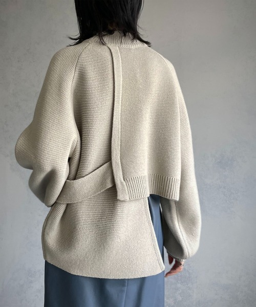 &g'aime（アンジェム）の「【&g’aime】アシンメトリーデザインニット（ニット/セーター・レディース・ブラック/ライトグレー/ブラウン/ライトグリーン・FREE）」の3枚目の写真