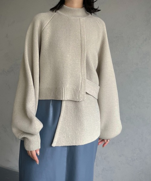 &g'aime（アンジェム）の「【&g’aime】アシンメトリーデザインニット（ニット/セーター・レディース・ブラック/ライトグレー/ブラウン/ライトグリーン・FREE）」の19枚目の写真