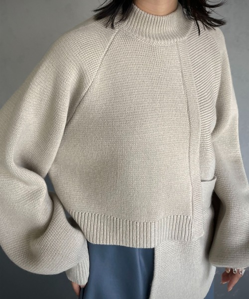 &g'aime（アンジェム）の「【&g’aime】アシンメトリーデザインニット（ニット/セーター・レディース・ブラック/ライトグレー/ブラウン/ライトグリーン・FREE）」の21枚目の写真