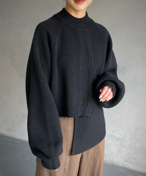 &g'aime（アンジェム）の「【&g’aime】アシンメトリーデザインニット（ニット/セーター・レディース・ブラック/ライトグレー/ブラウン/ライトグリーン・FREE）」の11枚目の写真