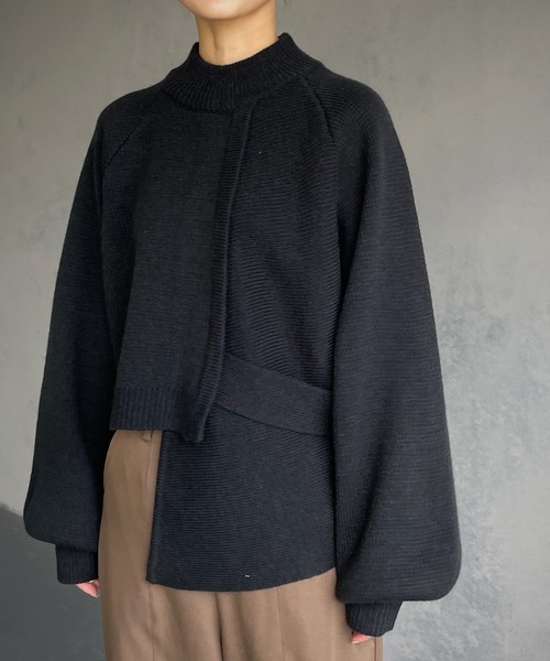&g'aime（アンジェム）の「【&g’aime】アシンメトリーデザインニット（ニット/セーター・レディース・ブラック/ライトグレー/ブラウン/ライトグリーン・FREE）」の9枚目の写真