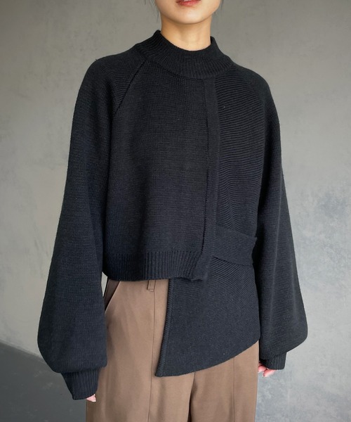 &g'aime（アンジェム）の「【&g’aime】アシンメトリーデザインニット（ニット/セーター・レディース・ブラック/ライトグレー/ブラウン/ライトグリーン・FREE）」の8枚目の写真