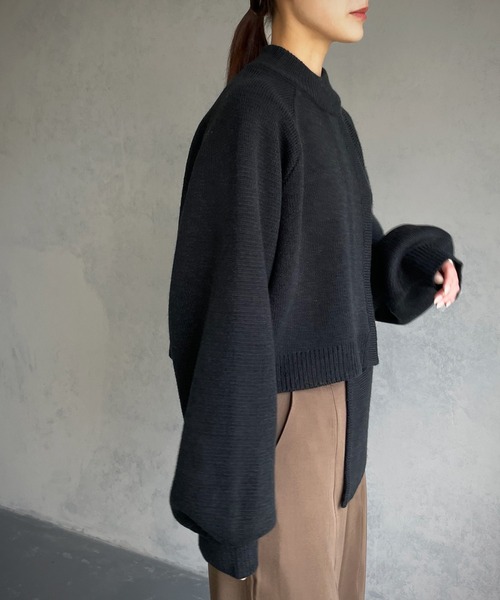 &g'aime（アンジェム）の「【&g’aime】アシンメトリーデザインニット（ニット/セーター・レディース・ブラック/ライトグレー/ブラウン/ライトグリーン・FREE）」の15枚目の写真