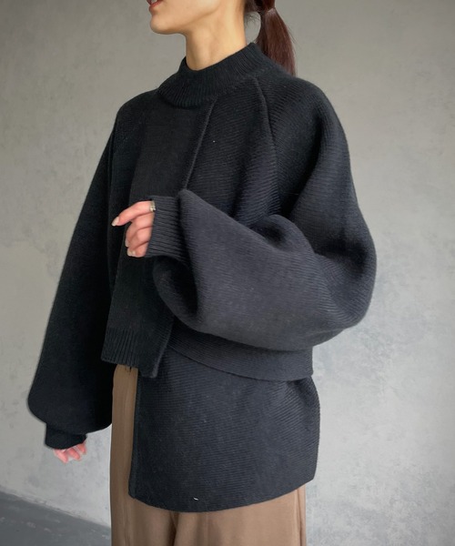 &g'aime（アンジェム）の「【&g’aime】アシンメトリーデザインニット（ニット/セーター・レディース・ブラック/ライトグレー/ブラウン/ライトグリーン・FREE）」の13枚目の写真