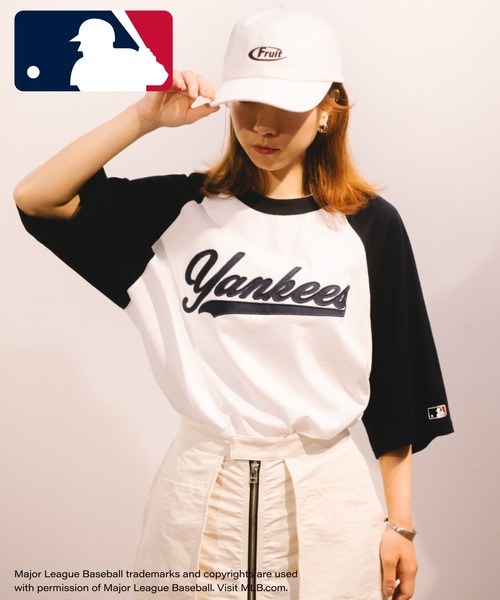 MLB（メジャーリーグベースボール）の「【MLB】ラグランTee/プリントTシャツ/メンズ（Tシャツ/カットソー・メンズ・ホワイト/グリーン/ブラック/ブルー・M/L/XL）」の2枚目の写真