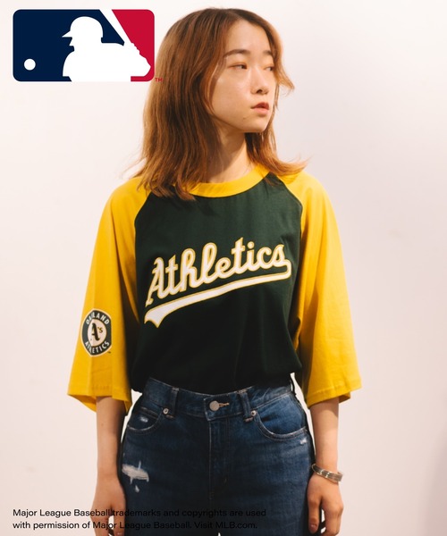 MLB（メジャーリーグベースボール）の「【MLB】ラグランTee/プリントTシャツ/メンズ（Tシャツ/カットソー・メンズ・ホワイト/グリーン/ブラック/ブルー・M/L/XL）」の3枚目の写真