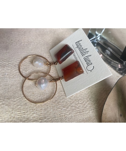 tone（トーン）の「【kapalililuna】カーネリアン　ピアス(MA)（ピアス（両耳用）・レディース・ゴールド・FREE）」の4枚目の写真
