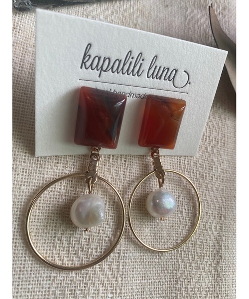 tone（トーン）の「【kapalililuna】カーネリアン　ピアス(MA)（ピアス（両耳用）・レディース・ゴールド・FREE）」の3枚目の写真