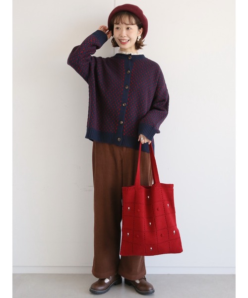ehka sopo(エヘカソポ)の「花刺繍ポンポンニットトートバッグ(トートバッグ・レディース・キナリ/ベージュ/レッド・フリ-)」の14枚目の写真