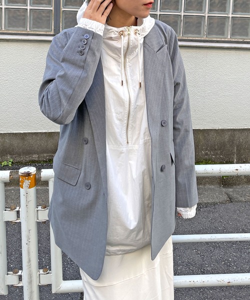 Omekashi（オメカシ）の「【オケージョンにも対応◎】ダブルテーラードジャケット（テーラードジャケット・レディース・アイボリー/グレー/ベージュ・FREE）」の3枚目の写真