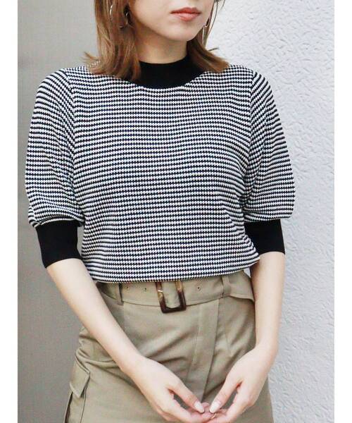 MURUA(ムルーア)の「レトロボーダーニット(ニット/セーター・レディース・オレンジ/ブラック・FREE)」の2枚目の写真