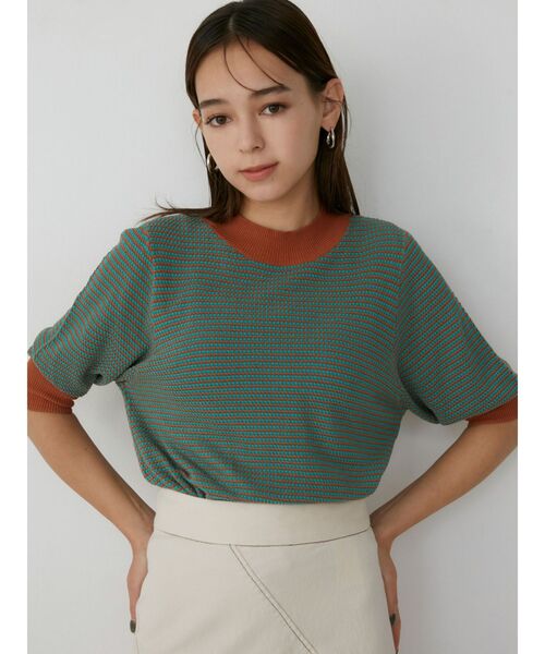 MURUA(ムルーア)の「レトロボーダーニット(ニット/セーター・レディース・オレンジ/ブラック・FREE)」の6枚目の写真
