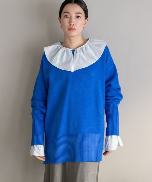 LOWRYS FARM（ローリーズファーム）の「ロングリブチュニックロングスリーブ　185404（ニット/セーター・レディース・ブラウン/アイボリー/ブルー・FREE）」の6枚目の写真