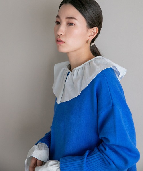 LOWRYS FARM（ローリーズファーム）の「ロングリブチュニックロングスリーブ　185404（ニット/セーター・レディース・ブラウン/アイボリー/ブルー・FREE）」の8枚目の写真
