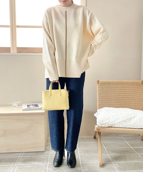 LOWRYS FARM（ローリーズファーム）の「ロングリブチュニックロングスリーブ　185404（ニット/セーター・レディース・ブラウン/アイボリー/ブルー・FREE）」の10枚目の写真