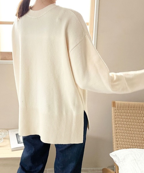 LOWRYS FARM（ローリーズファーム）の「ロングリブチュニックロングスリーブ　185404（ニット/セーター・レディース・ブラウン/アイボリー/ブルー・FREE）」の11枚目の写真